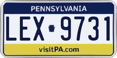 PA license plate LEX9731