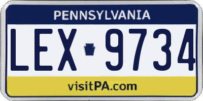 PA license plate LEX9734