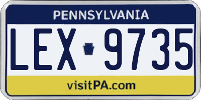 PA license plate LEX9735