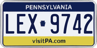 PA license plate LEX9742