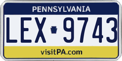 PA license plate LEX9743