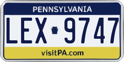 PA license plate LEX9747
