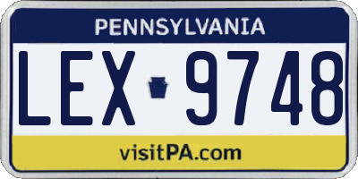 PA license plate LEX9748