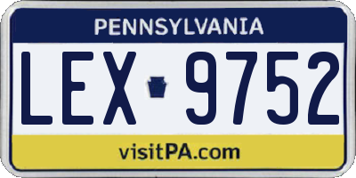 PA license plate LEX9752