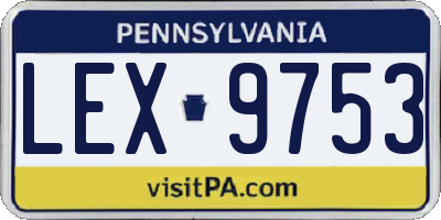 PA license plate LEX9753