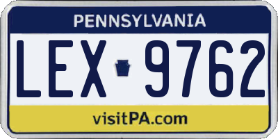 PA license plate LEX9762