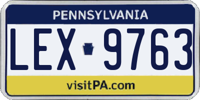PA license plate LEX9763