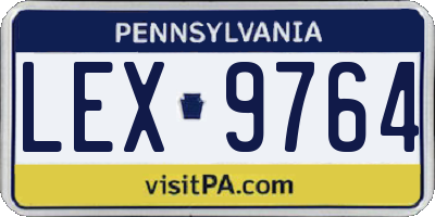 PA license plate LEX9764