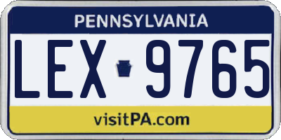 PA license plate LEX9765