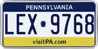 PA license plate LEX9768