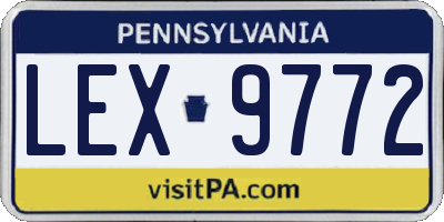 PA license plate LEX9772