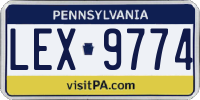 PA license plate LEX9774