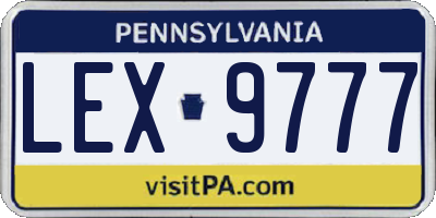 PA license plate LEX9777