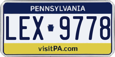 PA license plate LEX9778