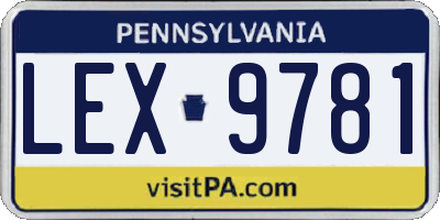 PA license plate LEX9781