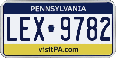 PA license plate LEX9782