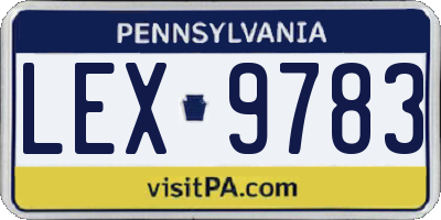PA license plate LEX9783