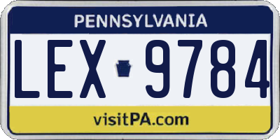 PA license plate LEX9784