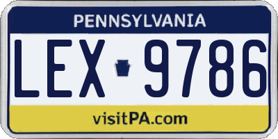 PA license plate LEX9786