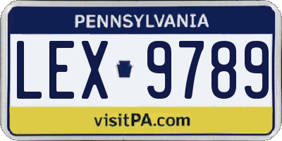PA license plate LEX9789