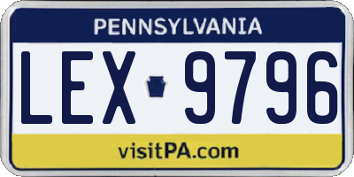 PA license plate LEX9796