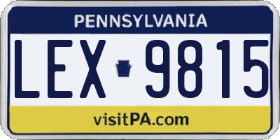 PA license plate LEX9815