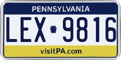 PA license plate LEX9816
