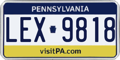 PA license plate LEX9818