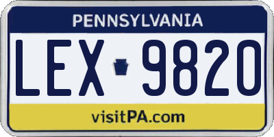 PA license plate LEX9820