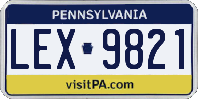 PA license plate LEX9821