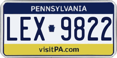 PA license plate LEX9822
