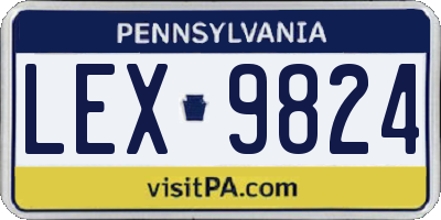 PA license plate LEX9824