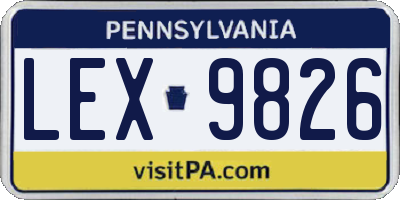 PA license plate LEX9826
