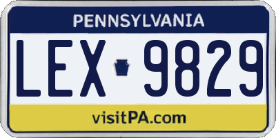 PA license plate LEX9829