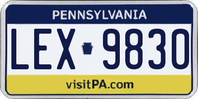 PA license plate LEX9830