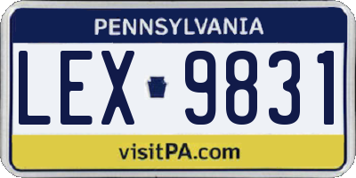 PA license plate LEX9831