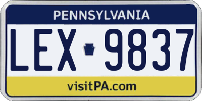 PA license plate LEX9837
