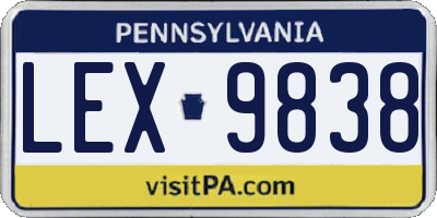 PA license plate LEX9838