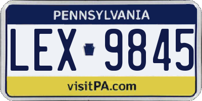 PA license plate LEX9845