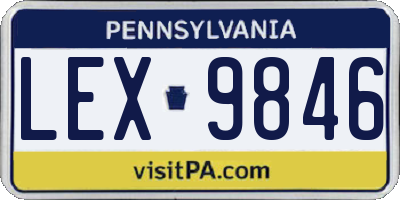 PA license plate LEX9846
