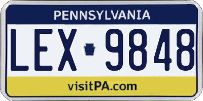 PA license plate LEX9848