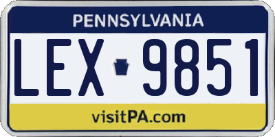 PA license plate LEX9851