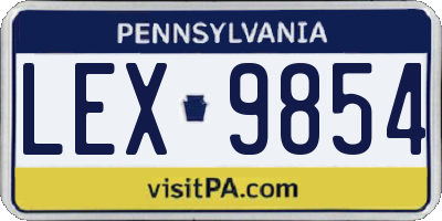 PA license plate LEX9854