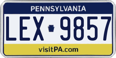 PA license plate LEX9857