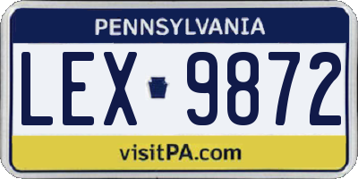 PA license plate LEX9872
