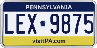 PA license plate LEX9875