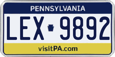 PA license plate LEX9892