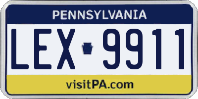 PA license plate LEX9911