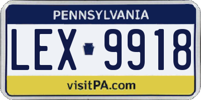 PA license plate LEX9918