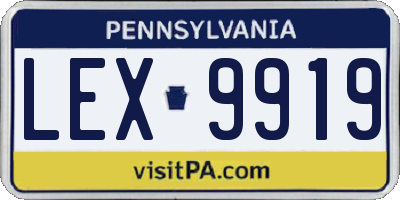 PA license plate LEX9919